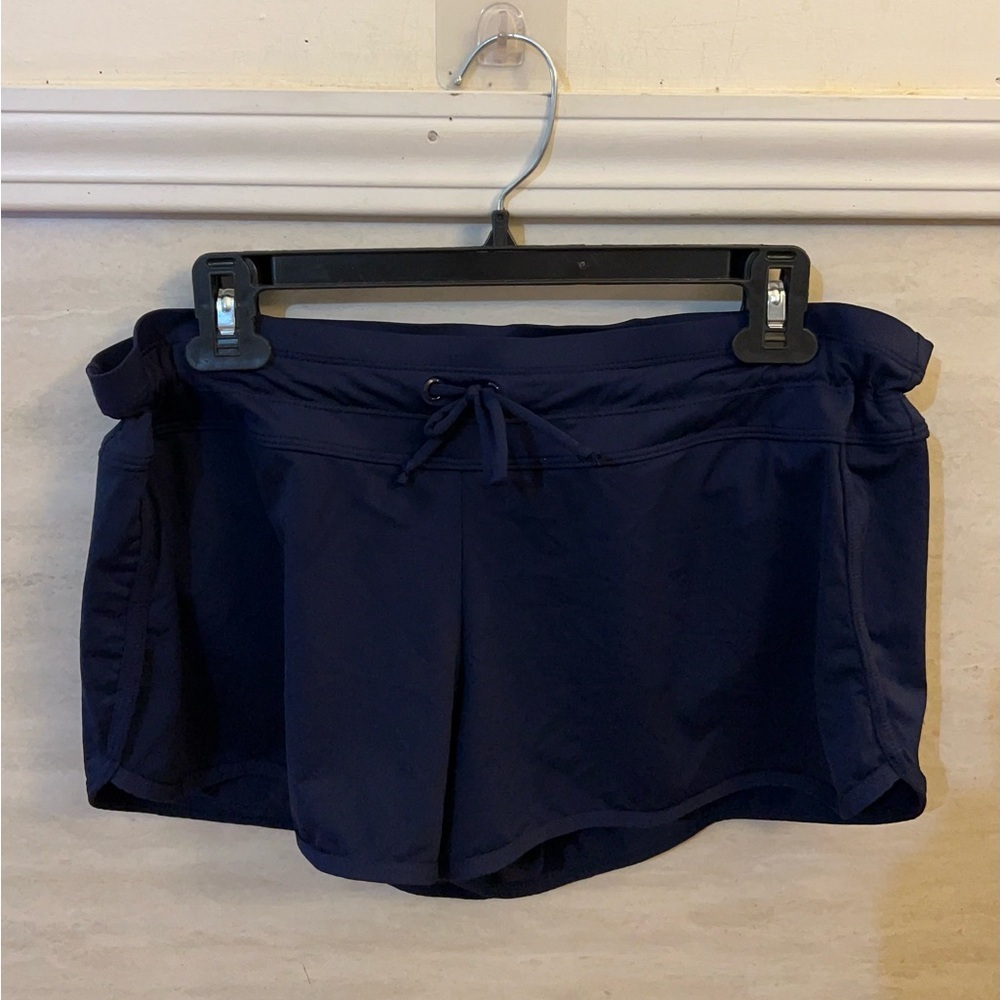 Athleta Navy Blue Drawstring Athletic Shorts, Liner